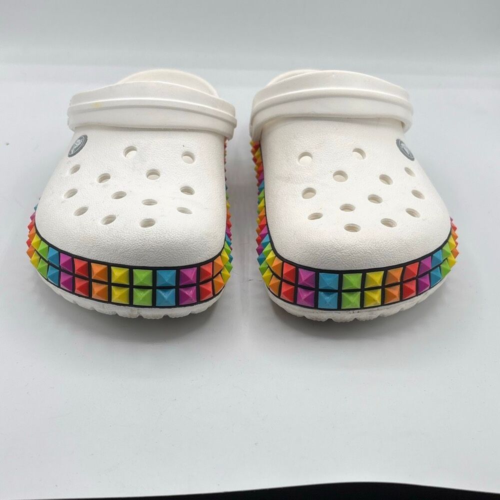 Crocs Crocband 3D Shapes Clog White Rainbow Style 207290 Unisex Men's 7 W 9 - Picture 2 of 9